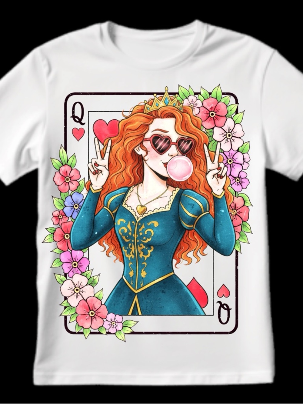 Queen of Hearts Graphic Tee - Redhead Princess Design